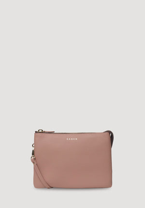 SABEN SS26 Tilly's Big Sis Crossbody - Rosewater dusty pink leather crossbody clutch bag