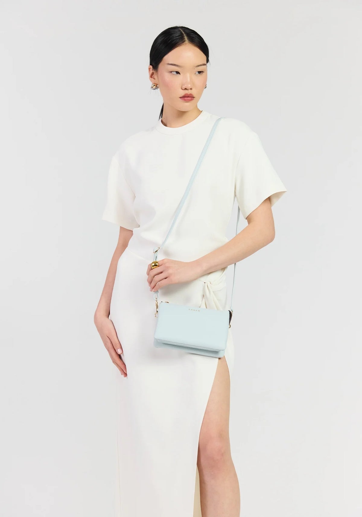 SABEN Tilly Crossbody - Elderberry light blue leather wristlet pouch Bag
