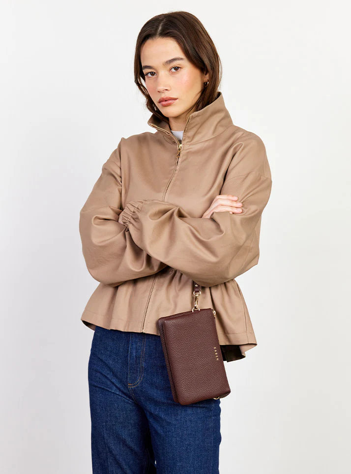 SABEN Tilly Crossbody - Espresso Brown leather clutch Bag