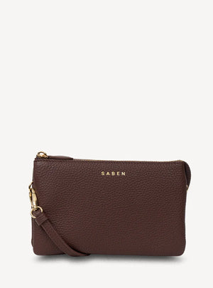 SABEN Tilly Crossbody - Espresso Brown leather clutch Bag