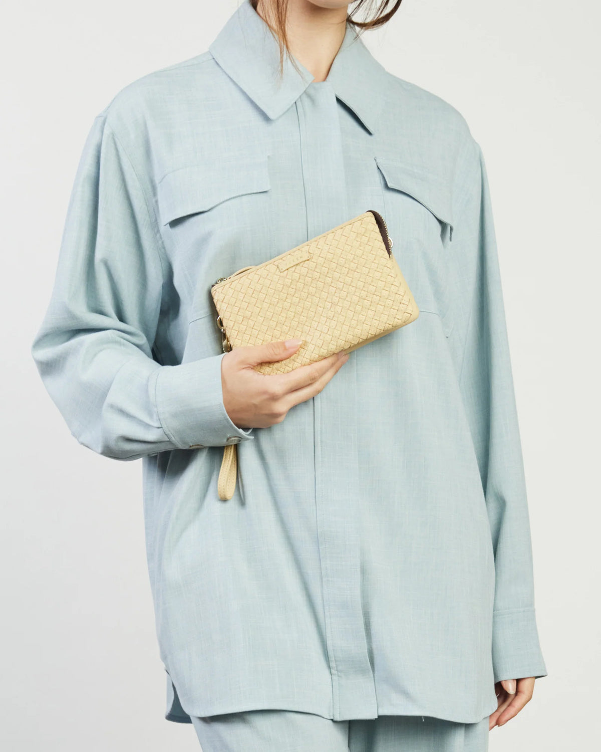 Saben Tilly Crossbody - Raffia Stitched Weave Beige woven handbag