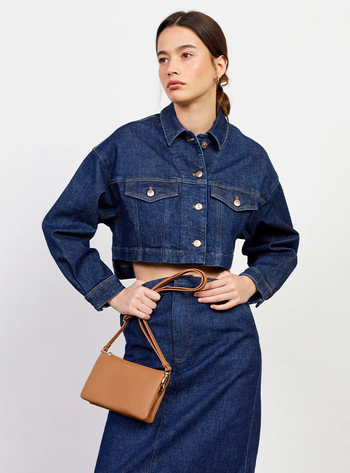 SABEN Tilly Crossbody - Toffee Brown leather clutch bag