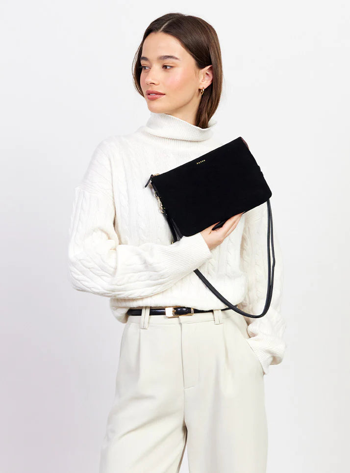 SABEN Tilly's Big Sis Crossbody - Black Suede Black clutch bag