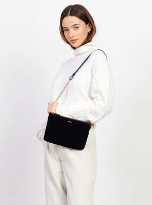 SABEN Tilly's Big Sis Crossbody - Black Suede Black clutch bag