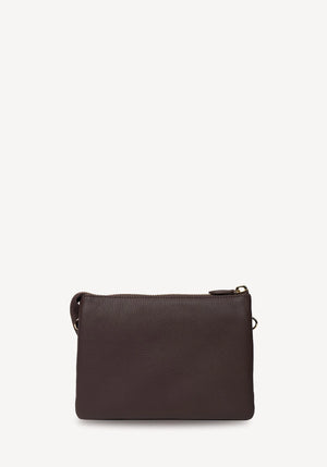 SABEN SS26 Tilly's Big Sis Crossbody - Cacao dark Brown leather clutch bag
