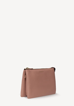SABEN SS26 Tilly's Big Sis Crossbody - Rosewater dusty pink leather crossbody clutch bag