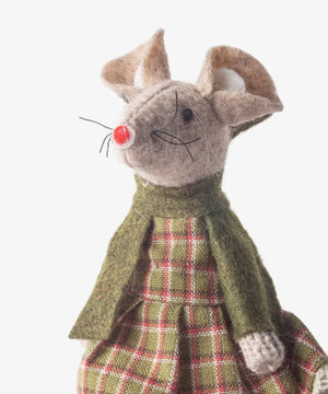 French Country Collections Green Tilly Mouse Sitting Christmas Decoration