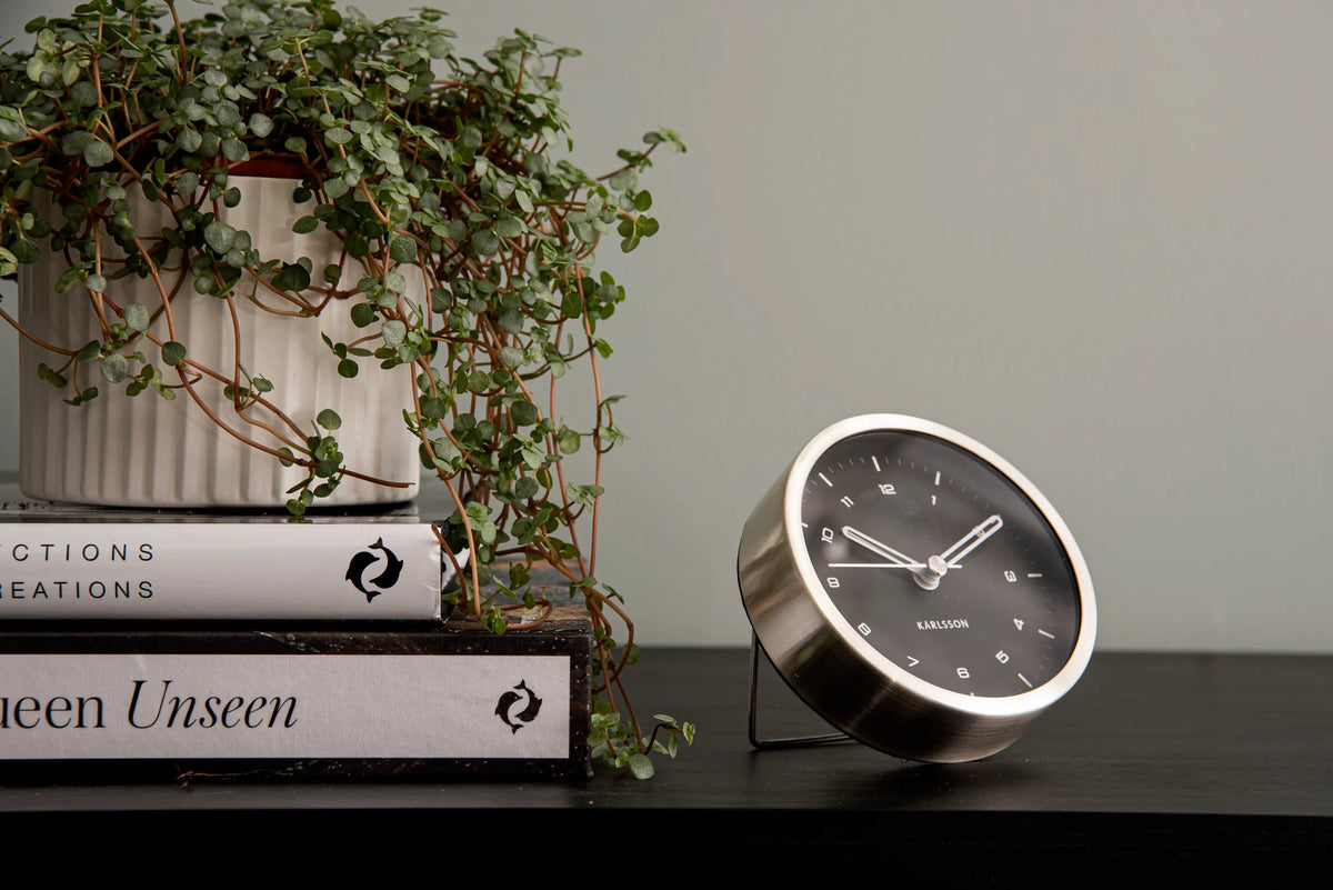 KARLSSON Tinge Alarm Clock - Silver/Black