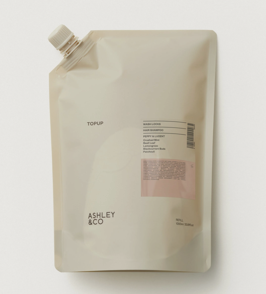 Ashley&Co Topup Wash Locks - Peppy & Lucent 1 Litre Shampoo