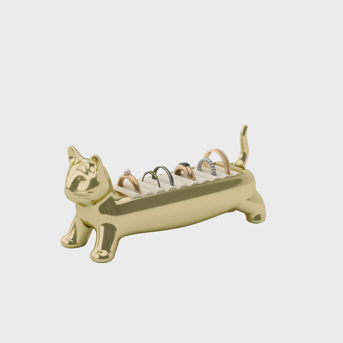 Ali Cat Ring Holder Brass