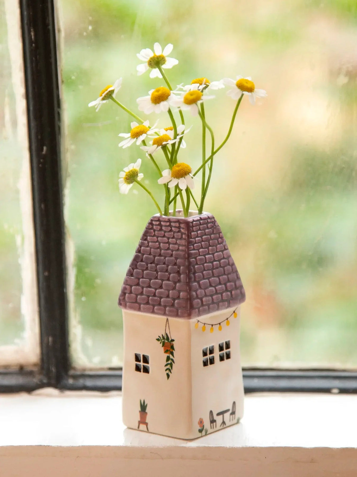 Natural Life Cottage Bud Vase - Coffee Decorative house-shaped vase