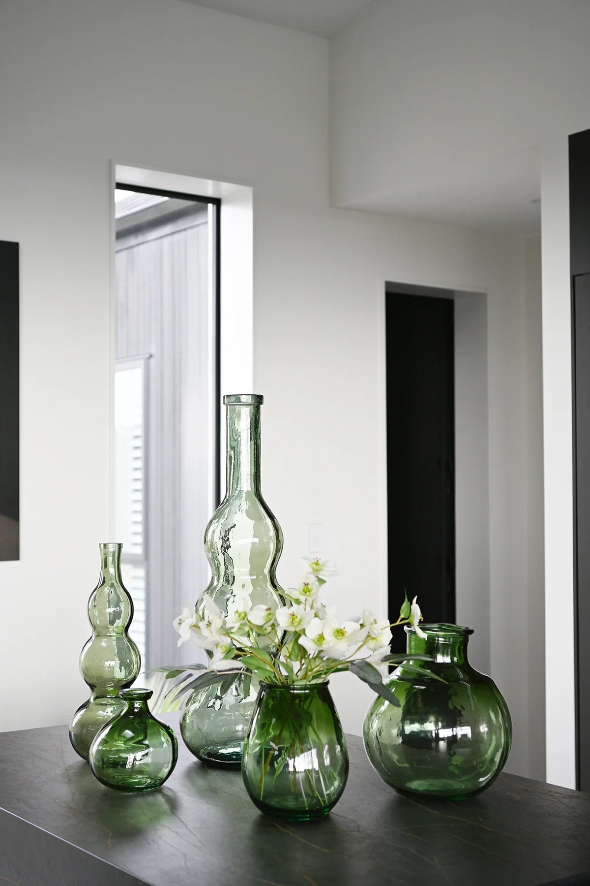 Broste Bonita Glass Vase Hurricane 23cm - Fading Green