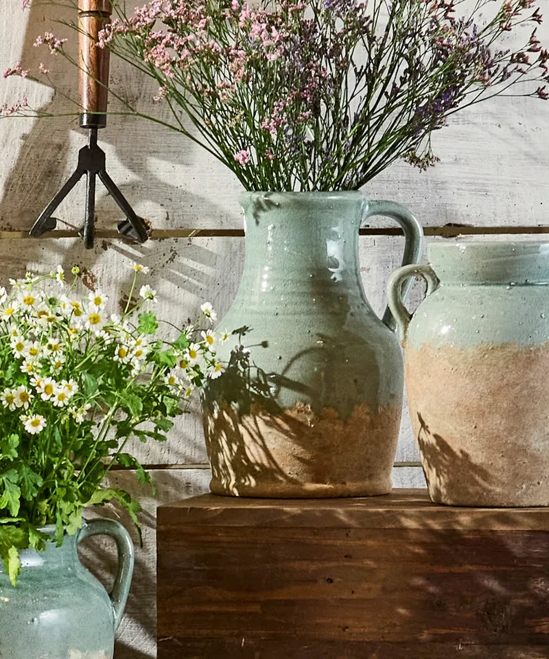 French Country Collections Varese Jug Pale Blue Ceramic pitcher with a gradient finish
