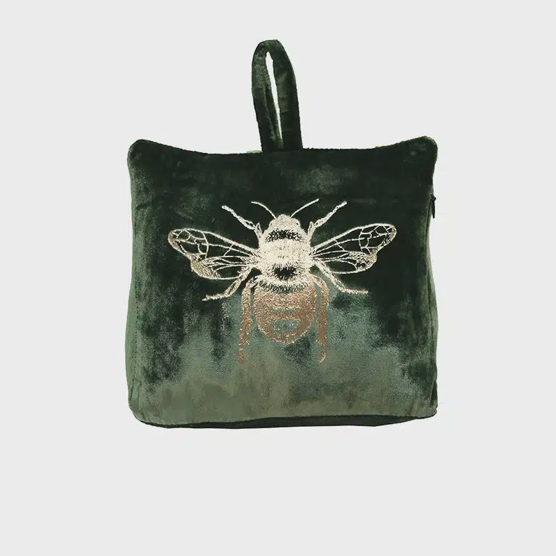 Velvet Bee Doorstop - Green/Gold