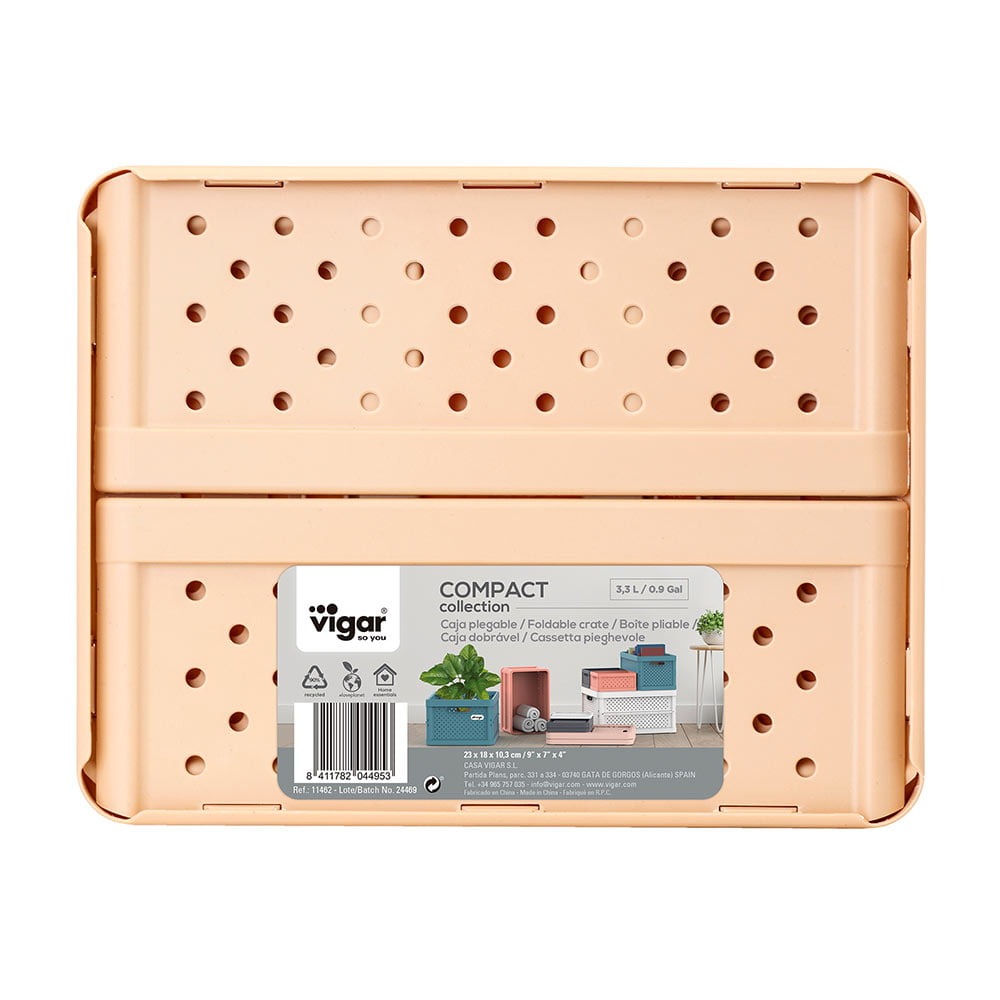 Compact Folding Crate - Peach Pink