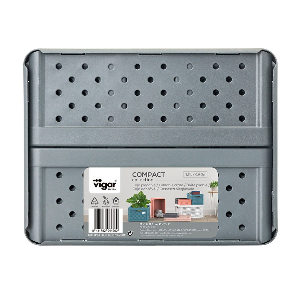 Compact Folding Crate - Charcoal Black