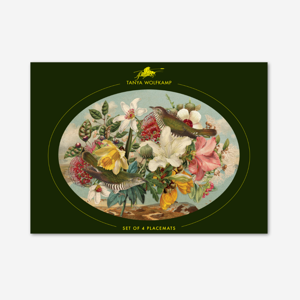 Tanya Wolfkamp Oval Placemat set of 4 - Vintage Birds