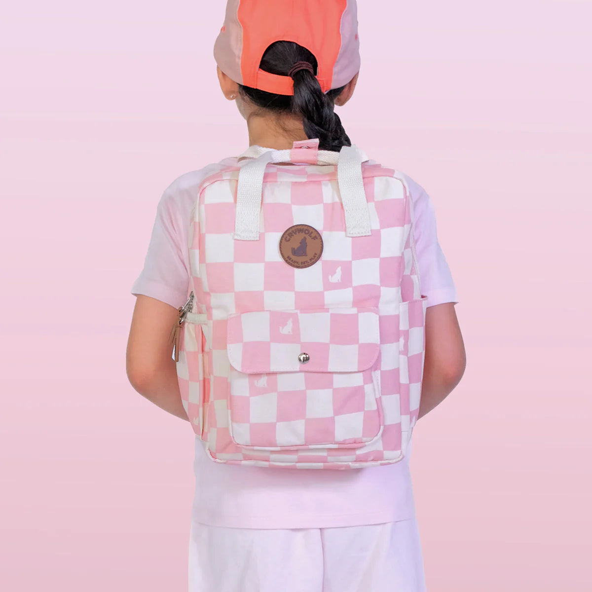Crywolf MINI BACKPACK Pink Check Pink and white checkered bag