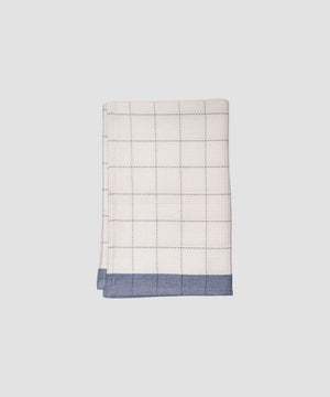 French Country Collections Waffle Cotton Marine Blue Tea Towel