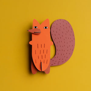 Studio Roof Wall Art Donna Wilson Creatures A4 - Cyril Squirrel Fox