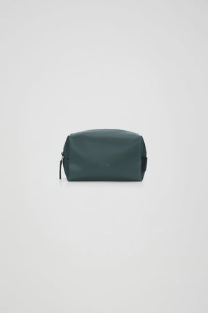 RAINS Wash Bag Small - Mystique dark green zippered pouch