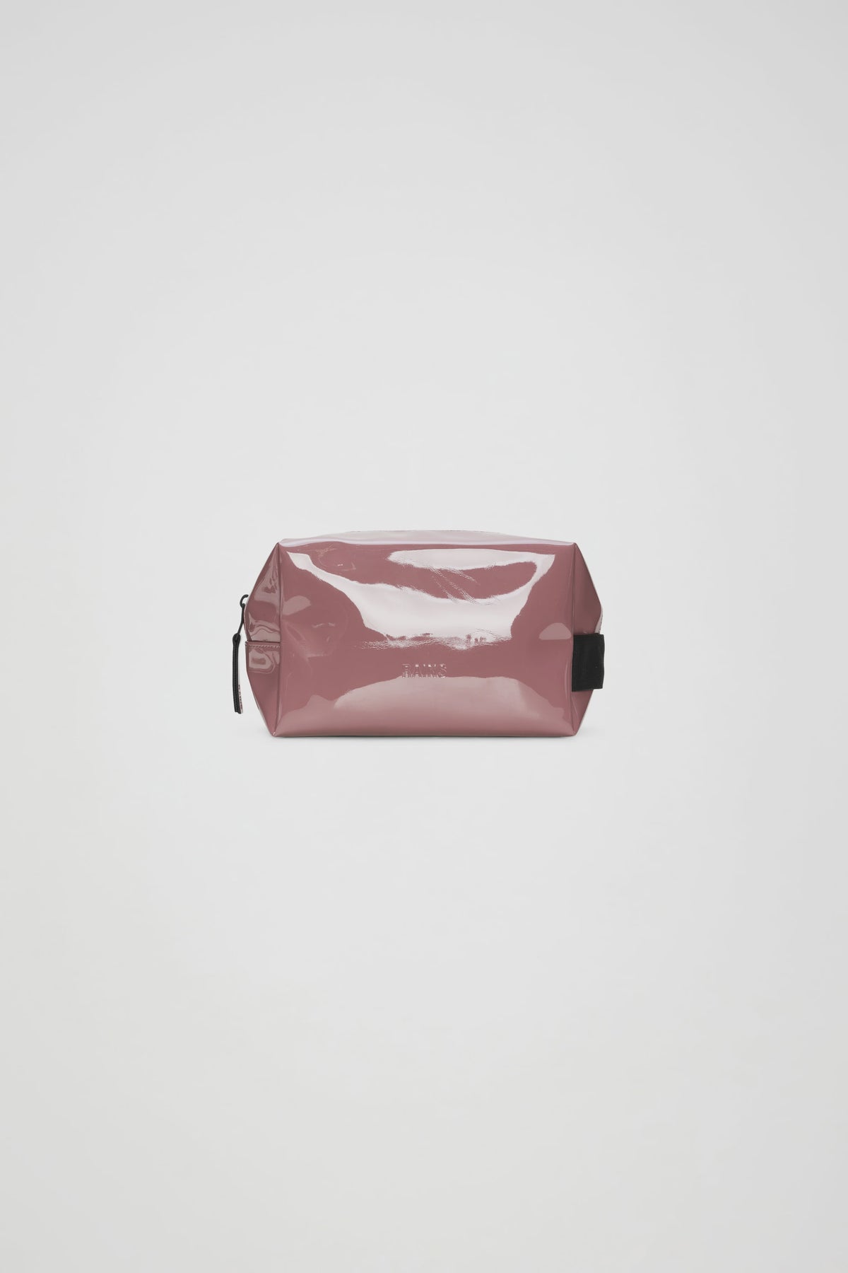 RAINS Wash Bag Small - Tempt dusty rose pink glossy patent leather cosmetic pouch