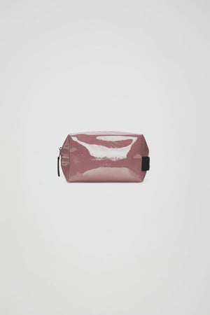RAINS Wash Bag Small - Tempt dusty rose pink glossy patent leather cosmetic pouch