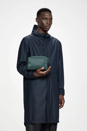 RAINS Wash Bag Small - Mystique dark green zippered pouch