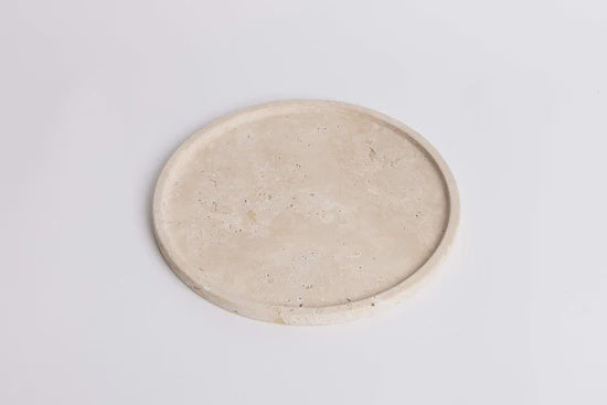 Ned Collections Moon Round Tray Light Travertine