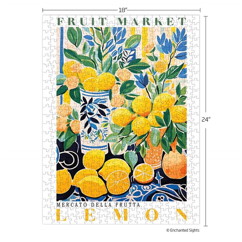 WerkShoppe - Fruit Market Lemons 500 Pce - Puzzle Jigsaw puzzle packaging with lemon design and 'Fruit Market' 