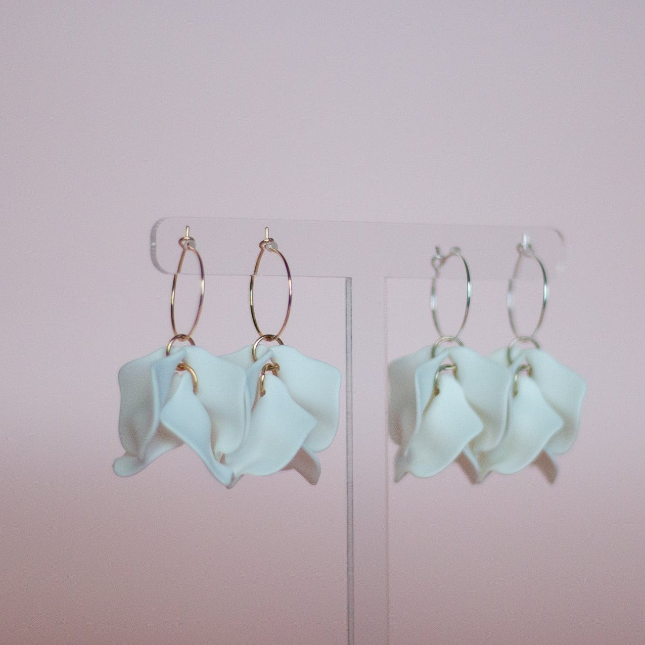 Willow Collective Peony Hoop Earrings - White