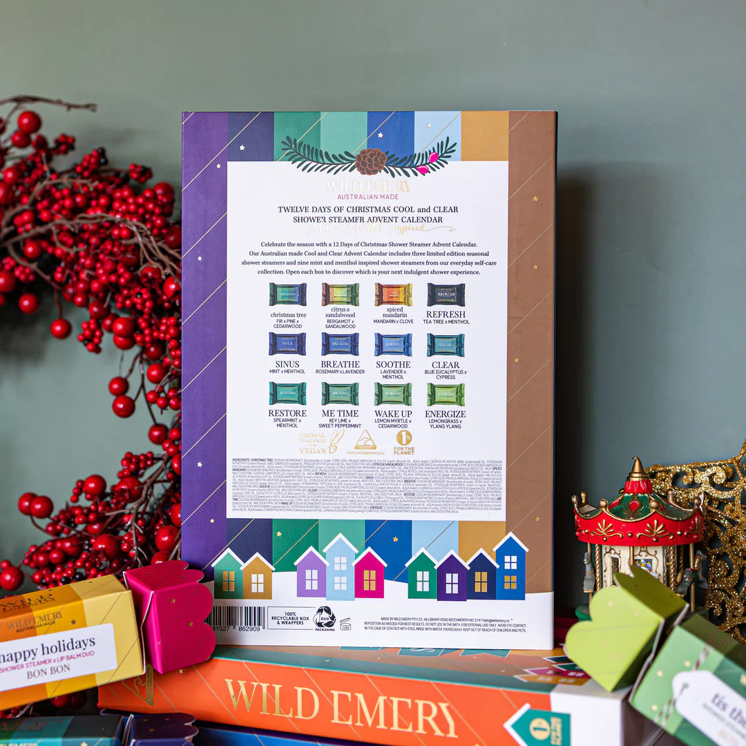 Wild Emery 12 Days Shower Steamer Advent - Cool + Clear