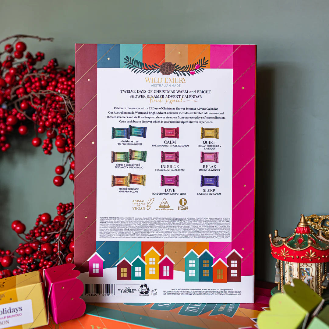 Wild Emery 12 Days Shower Steamer Advent Calendar - Warm + Clear