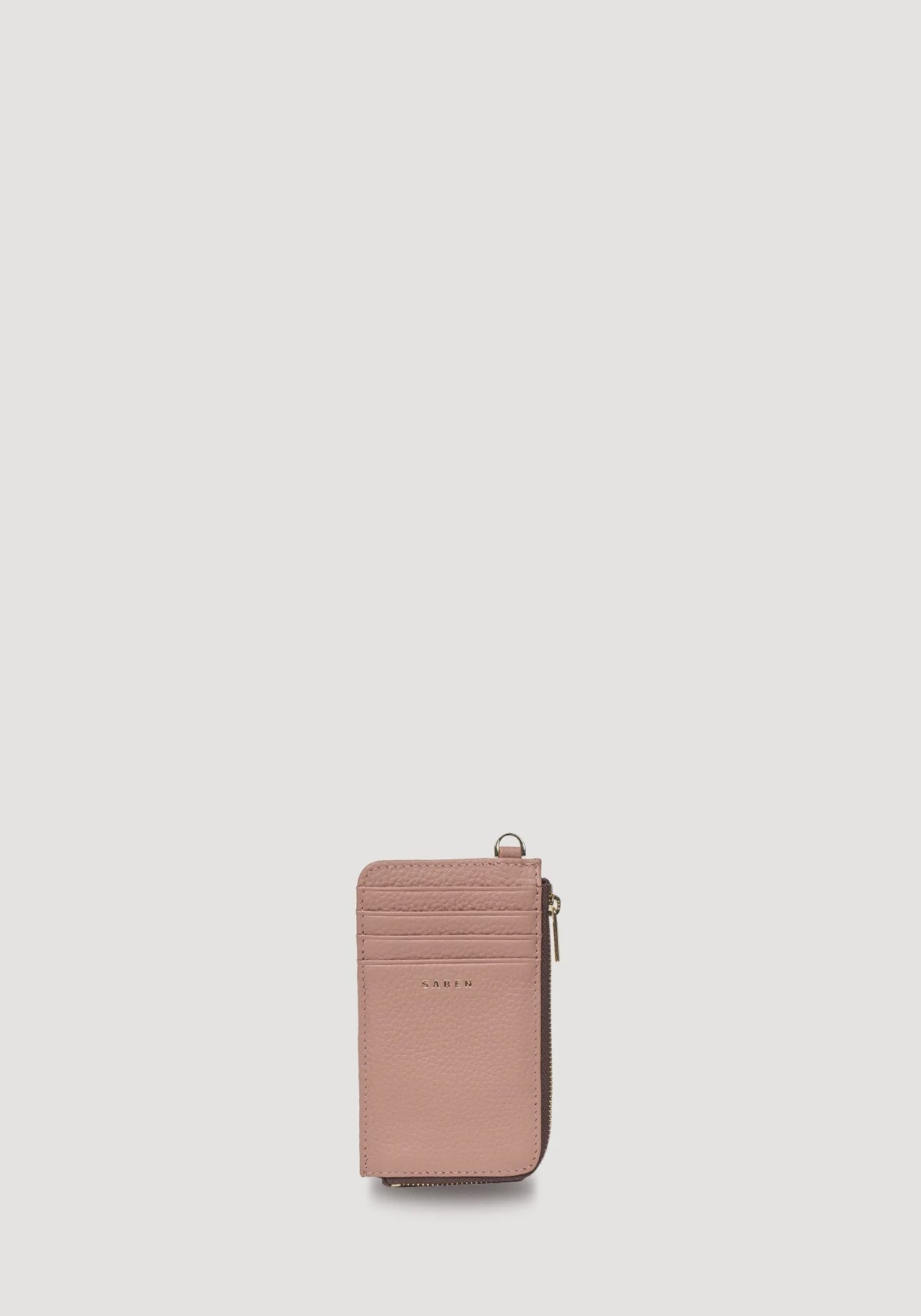 SABEN SS26 Winona Card Holder - Rosewater dusty pink leather zip-around wallet