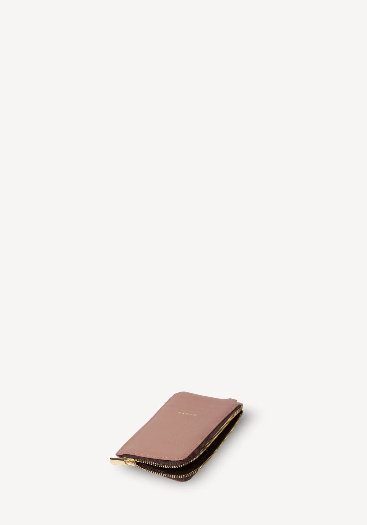 SABEN SS26 Winona Card Holder - Rosewater dusty pink leather zip-around wallet