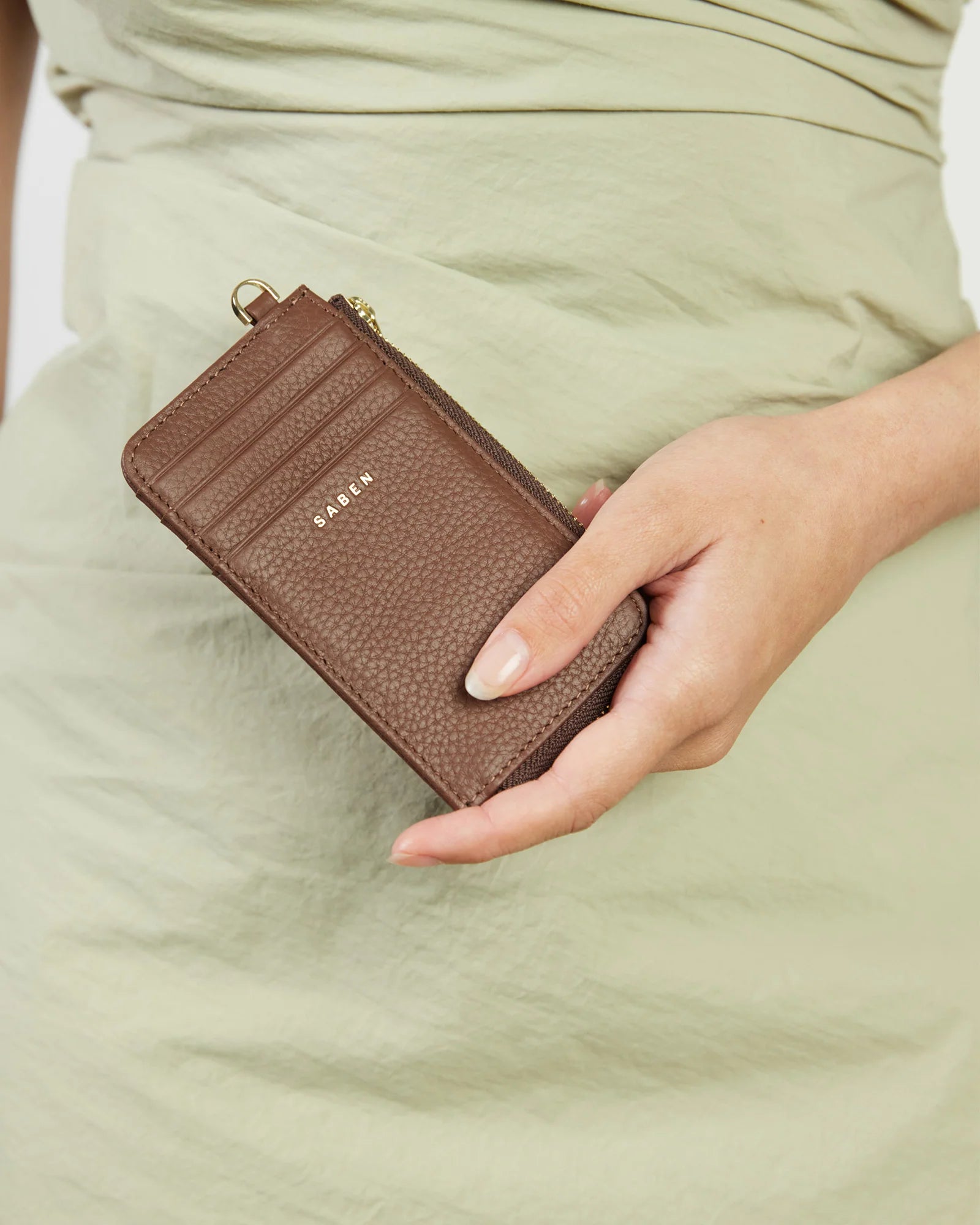 Saben Winona Card Holder - Umber brown leather