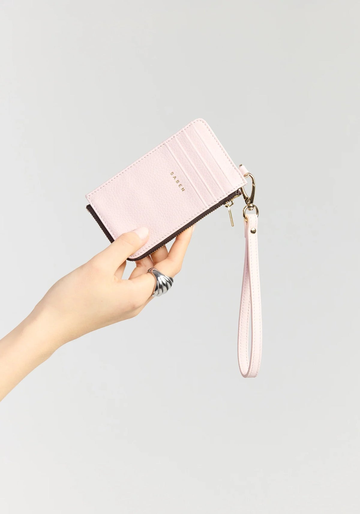 SABEN Winona Card Holder Wristlet - Ambrosia light pink leather