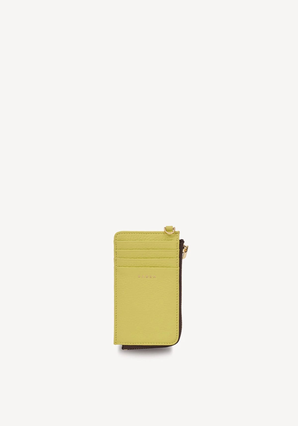 SABEN Winona Card Holder Wristlet - Pistachio lime green textured leather zip-around card holder wallet 