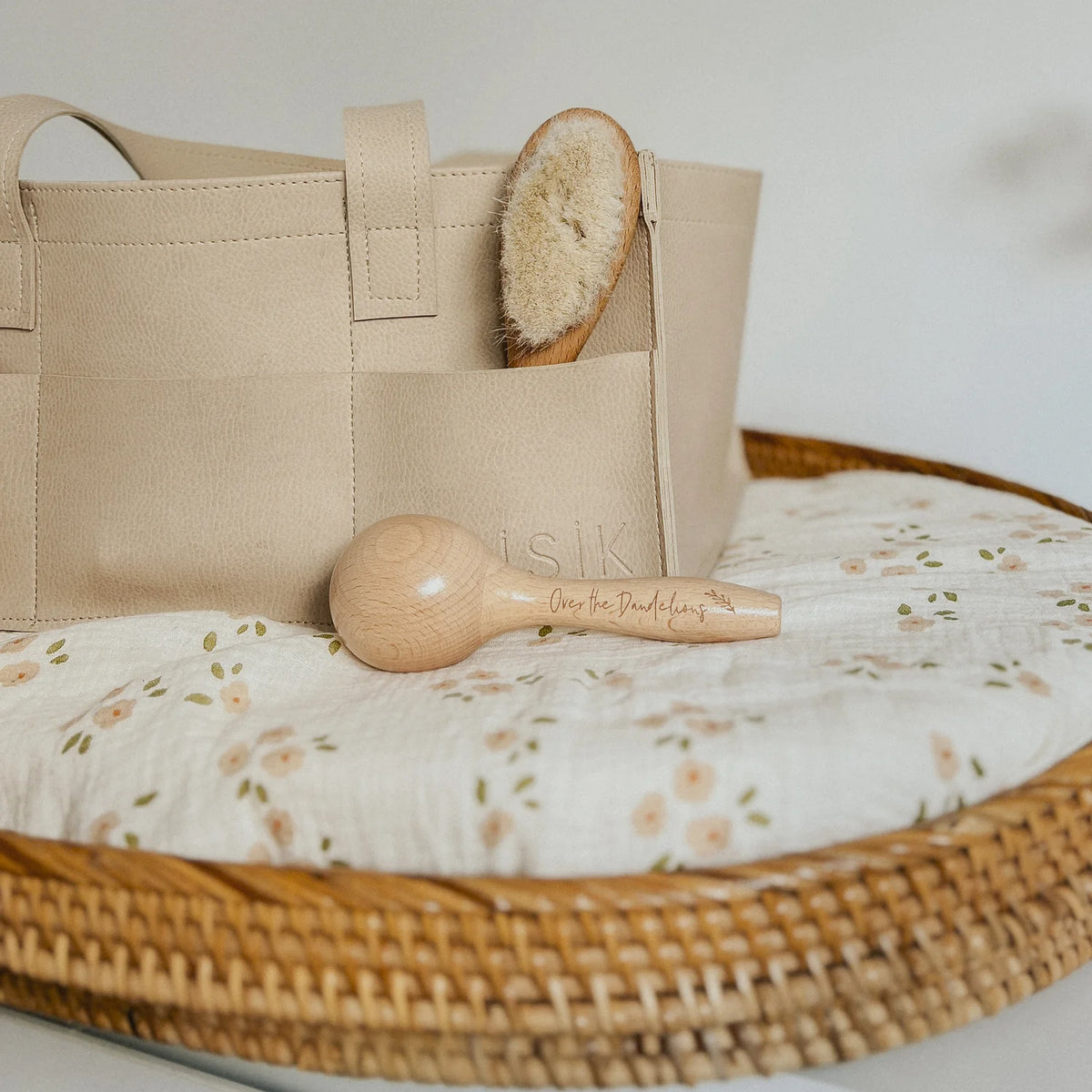 Baby Toy Wooden Maraca rattle with 'Over the Dandelions'