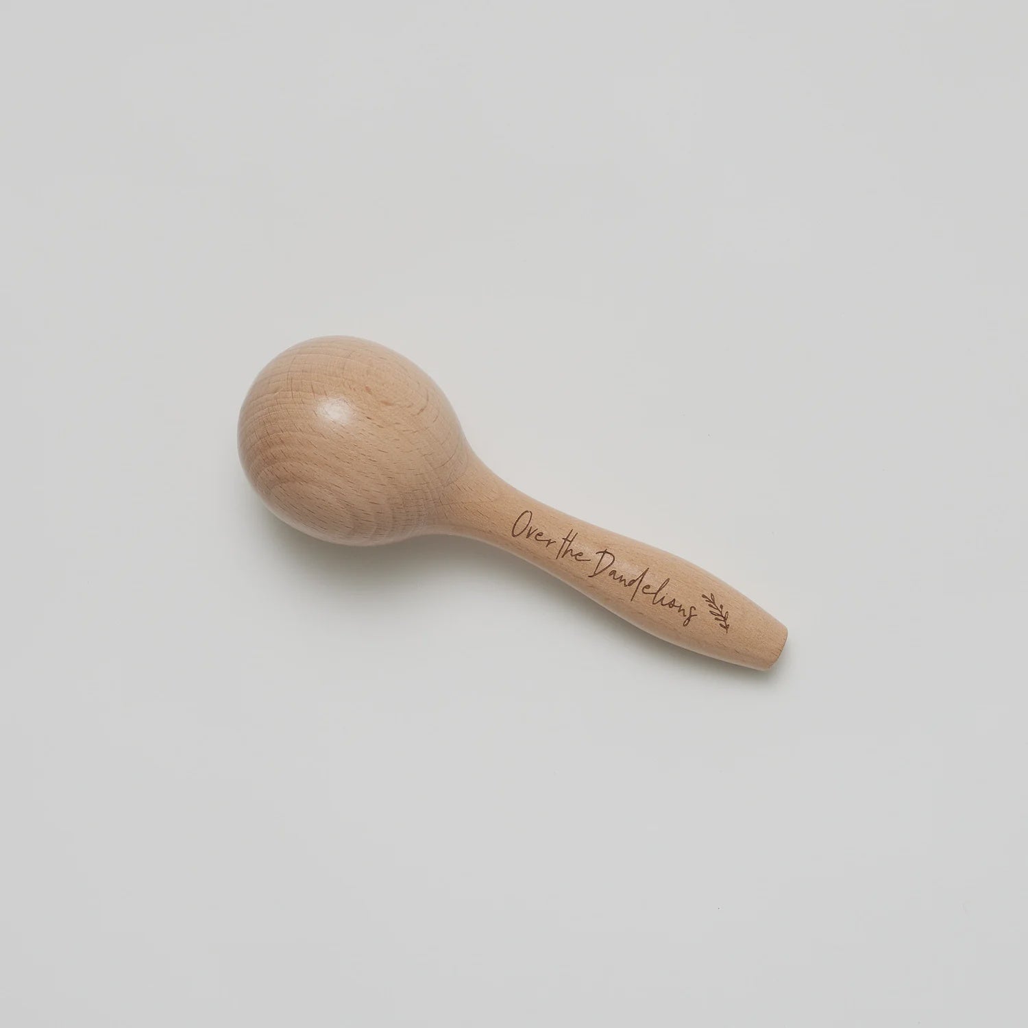 Baby Toy Wooden Maraca rattle with 'Over the Dandelions'