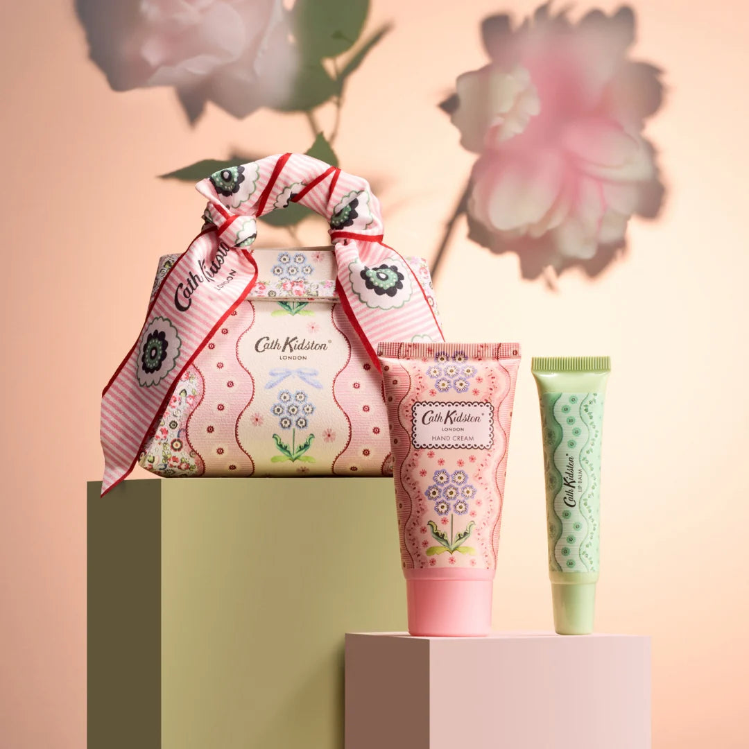 Cath Kidston hand cream and lip balm set Woven Flowers Mini Hand & Lip Bag