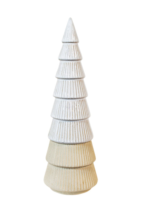 Christmas Decoration Ceramic Tree Grey & White Set of three decorative cone-shaped trees Flower System