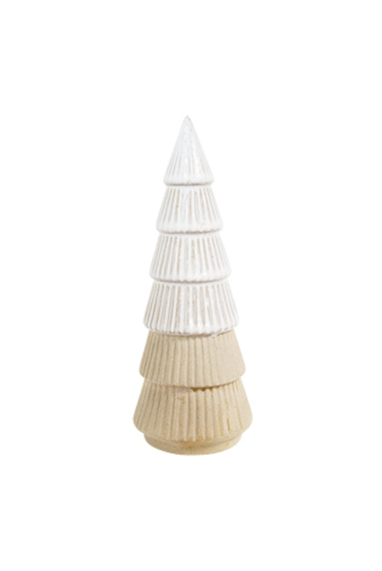 Christmas Decoration Ceramic Tree Grey & White Set of three decorative cone-shaped trees Flower System
