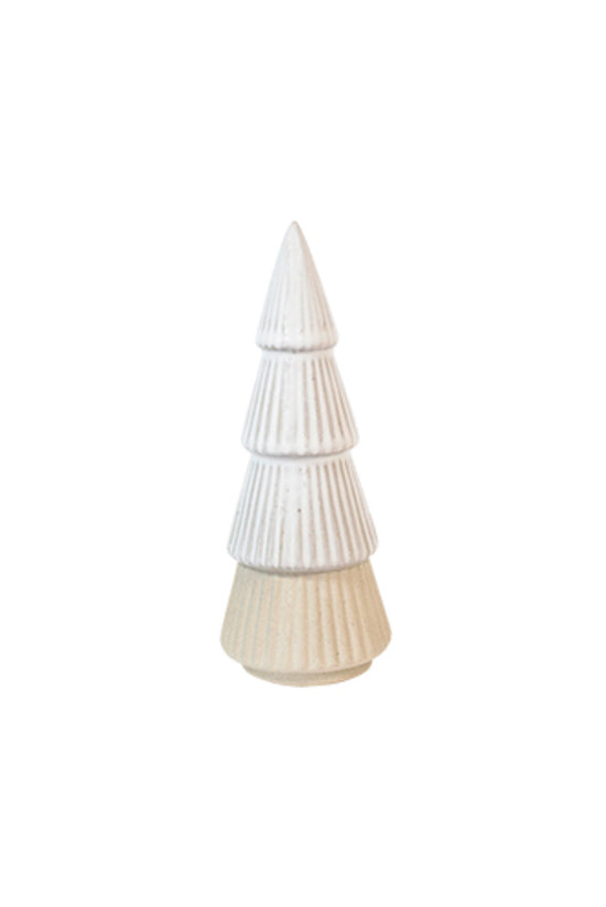 Christmas Decoration Ceramic Tree Grey & White Set of three decorative cone-shaped trees Flower System