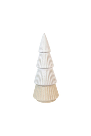 Christmas Decoration Ceramic Tree Grey & White Set of three decorative cone-shaped trees Flower System