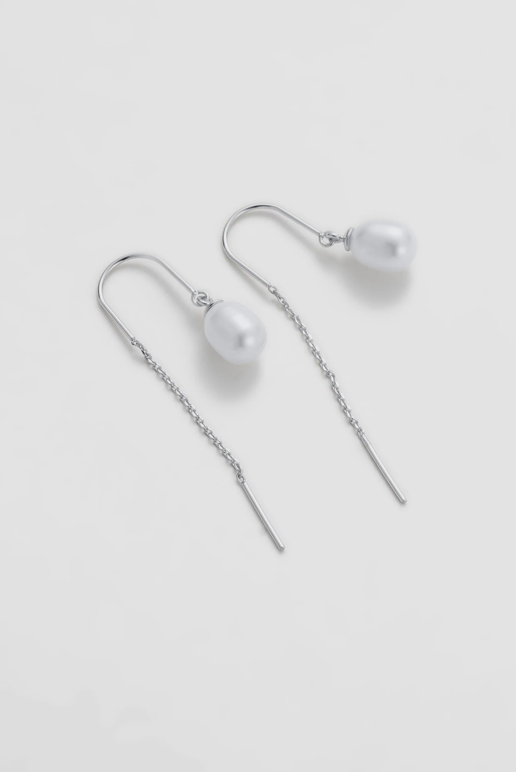ZAFINO 7375 Talia Thread Pearl Earring - Silver