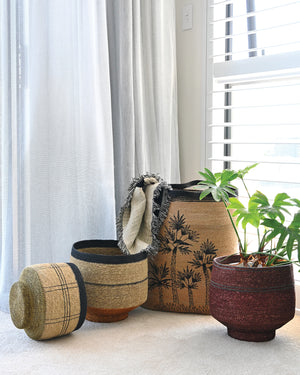 maytime KINTU COLLECTION Aria Basket - Natural w/Crossed Lines