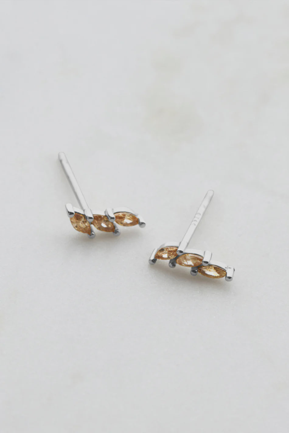 Zafino Australia Triple Crystal Mini Stud Peach - Silver