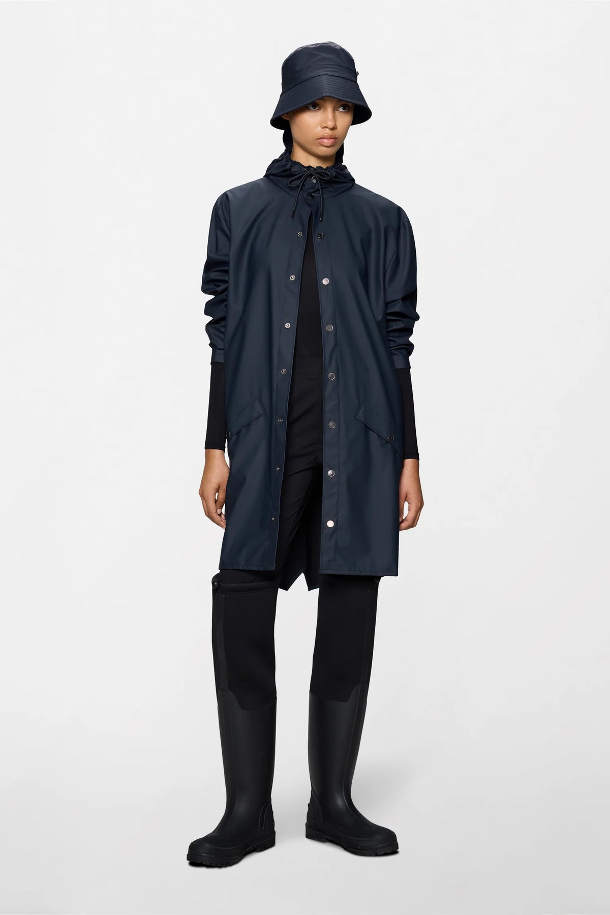 Rains Long Jacket - Navy