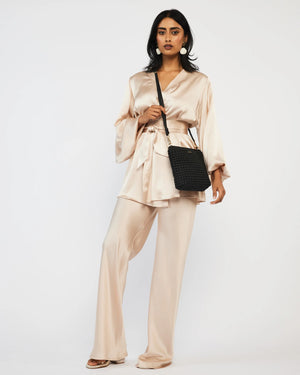 Saben Coco Mini Bag - Black Fine Braid woven handbag